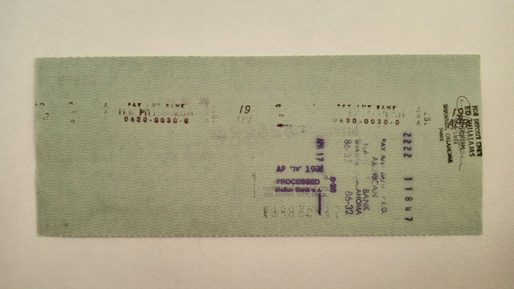 Ed Williams: 1978 Pittsburgh Pirates Expense Check