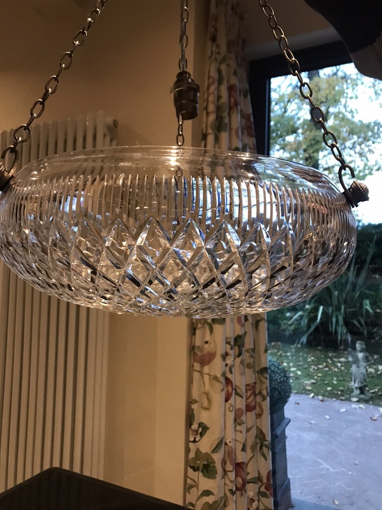 UNIQUE ANTIQUE LEAD CRYSTAL PLAFONNIER CEILING LIGHT LAMP