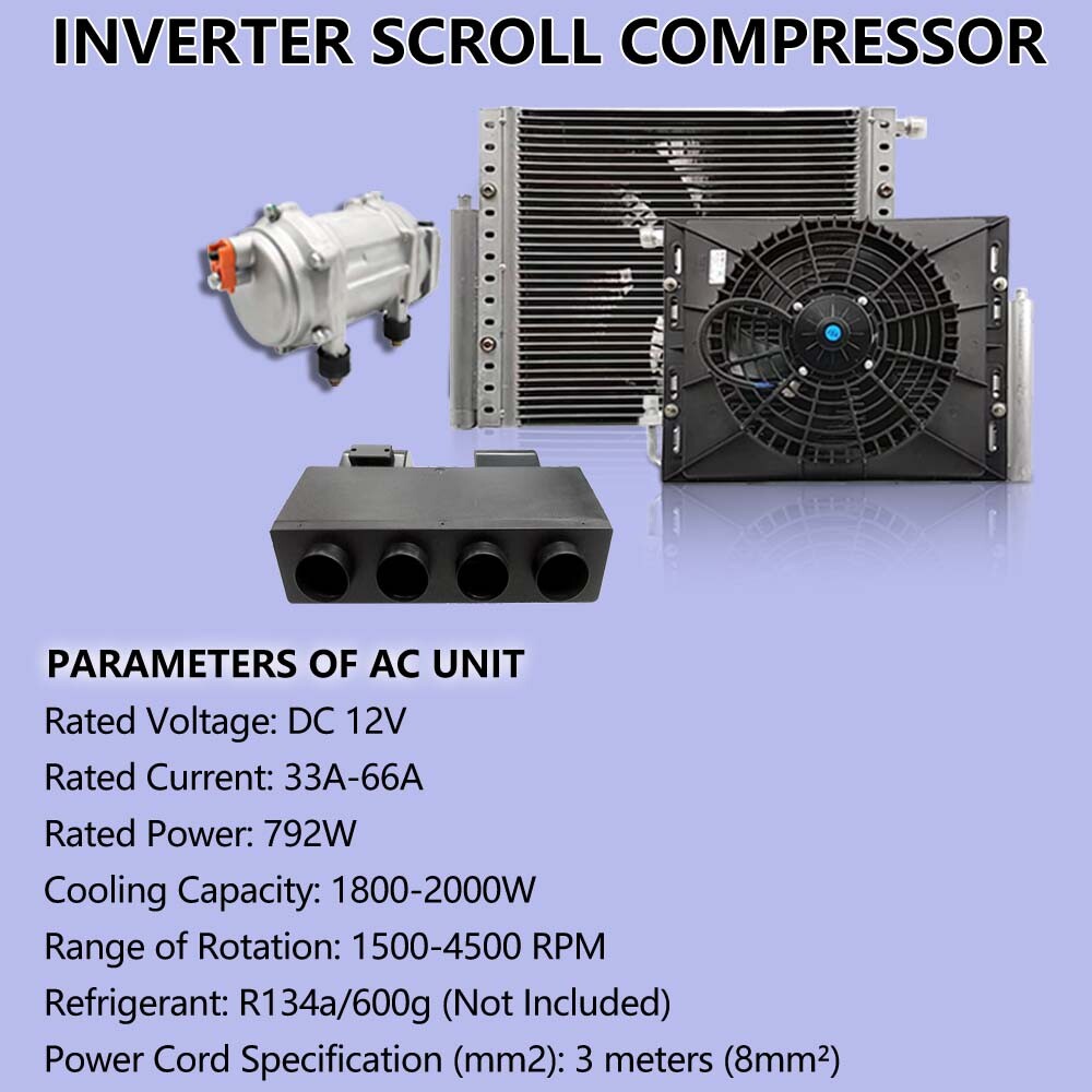 12V Air Conditioner Car Electric Underdash Cooling A/C Unit Compressor Universal