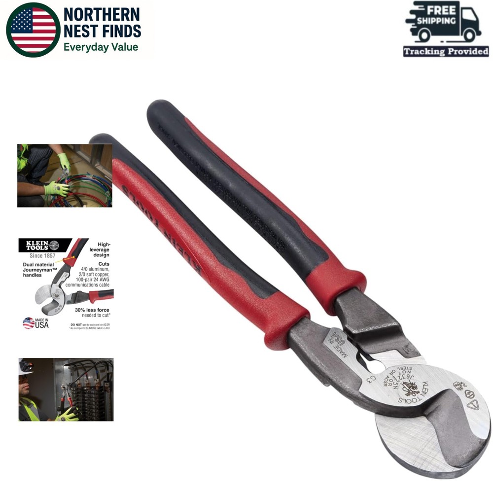 Klein Tools J63225N High-Leverage Cable Cutter & Stripper - Precision Cutting