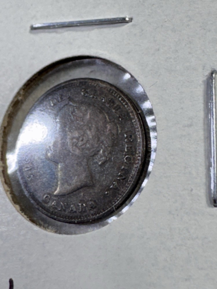 1888 Canada 5 Cents Small Silver Coin Cleaned