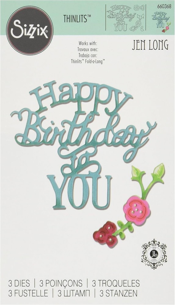 Happy Birthday to You Phrase Sizzix Thinlits Thin Metal Die 660368 NEW!