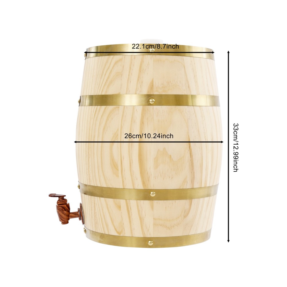 10L Barrel Cask Wooden Storage Wine Brandy Whiskey Beer Dispenser Barrel