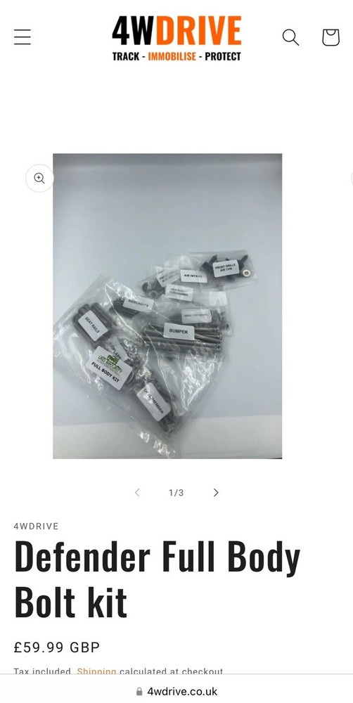 4WDRIVE - Defender Full Body Bolt kit