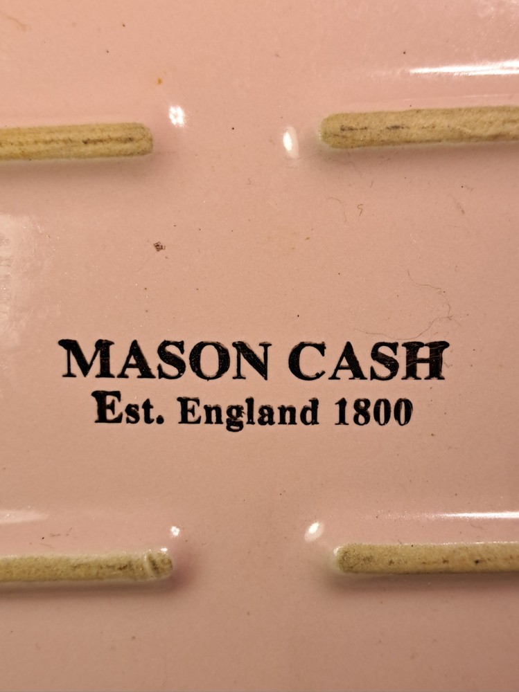 large pink ceramic roasting/baking dish by Mason Cash
