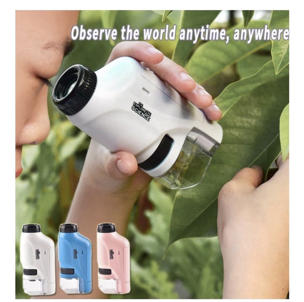 Pocket Microscope Kit 60-120X Handheld Microscope with LED Light for Kids - BLUE