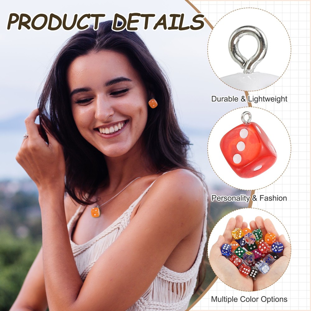 20 Pcs Dice Beads Charm Pendant (White)