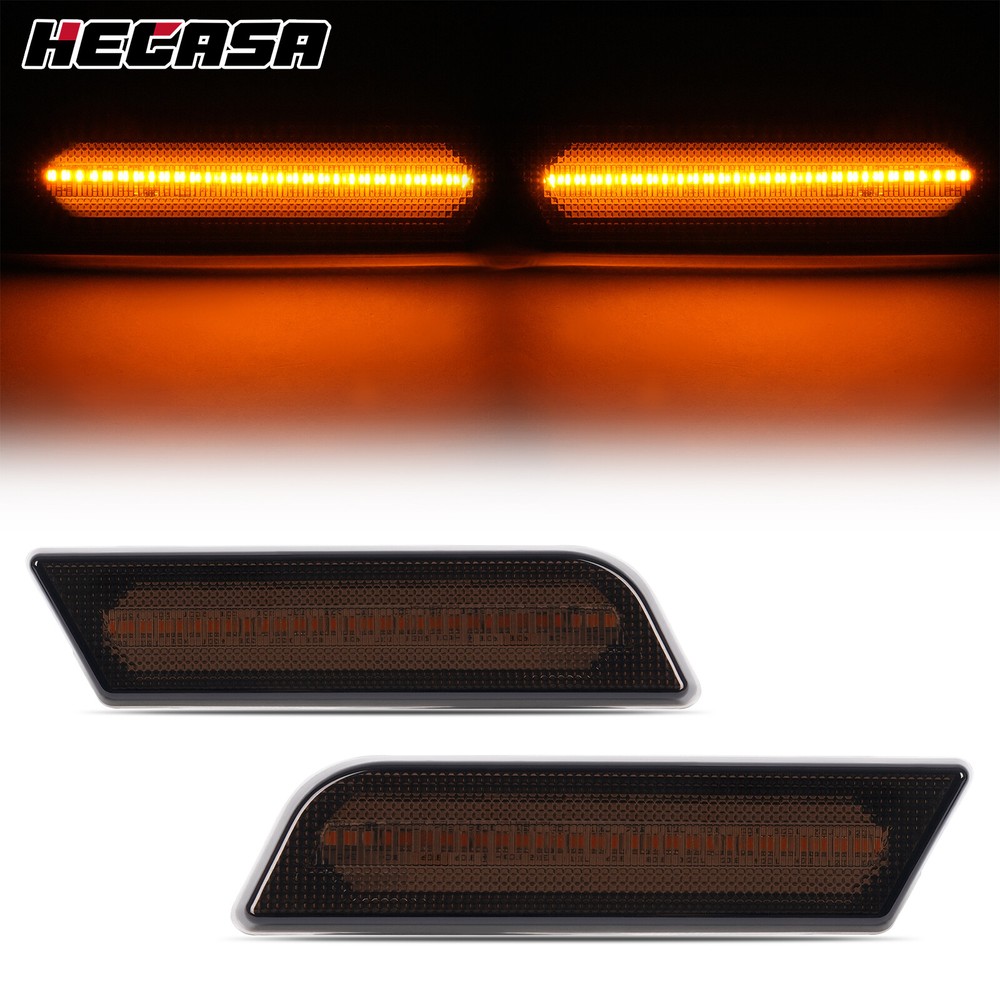2PCS Front LED Amber Side Marker Lights For Ford Transit Connect 2010-2013 Smoke