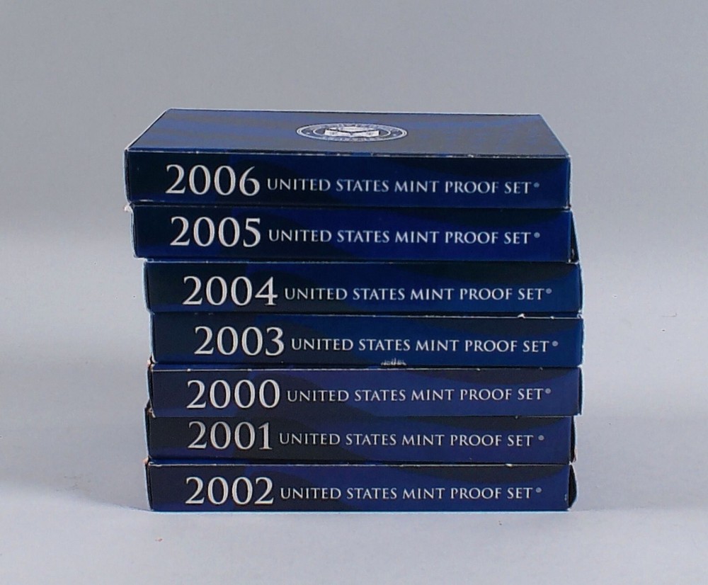 US Mint Clad Proof Sets Complete Run 2000-2006 Full 7 Box Collection