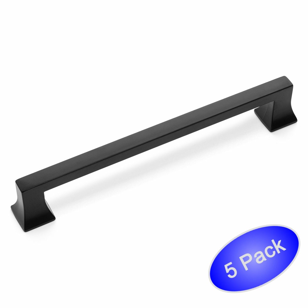 *5 Pack* Cosmas Cabinet Hardware Flat Black Modern Handle Pulls #10556-160FB