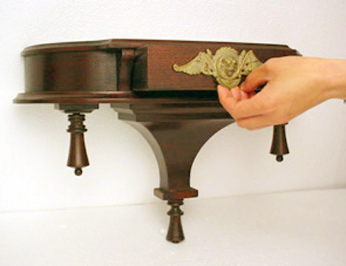 Solid Oak Wall Display Bracket Shelf for Ansonia Mirror Side Mantle Clock