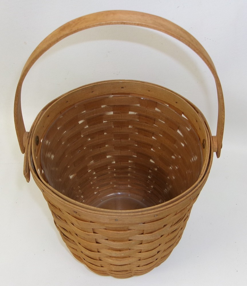 Longaberger 1995 Tall Fruit Basket & Protector Insert Handwoven with Handle