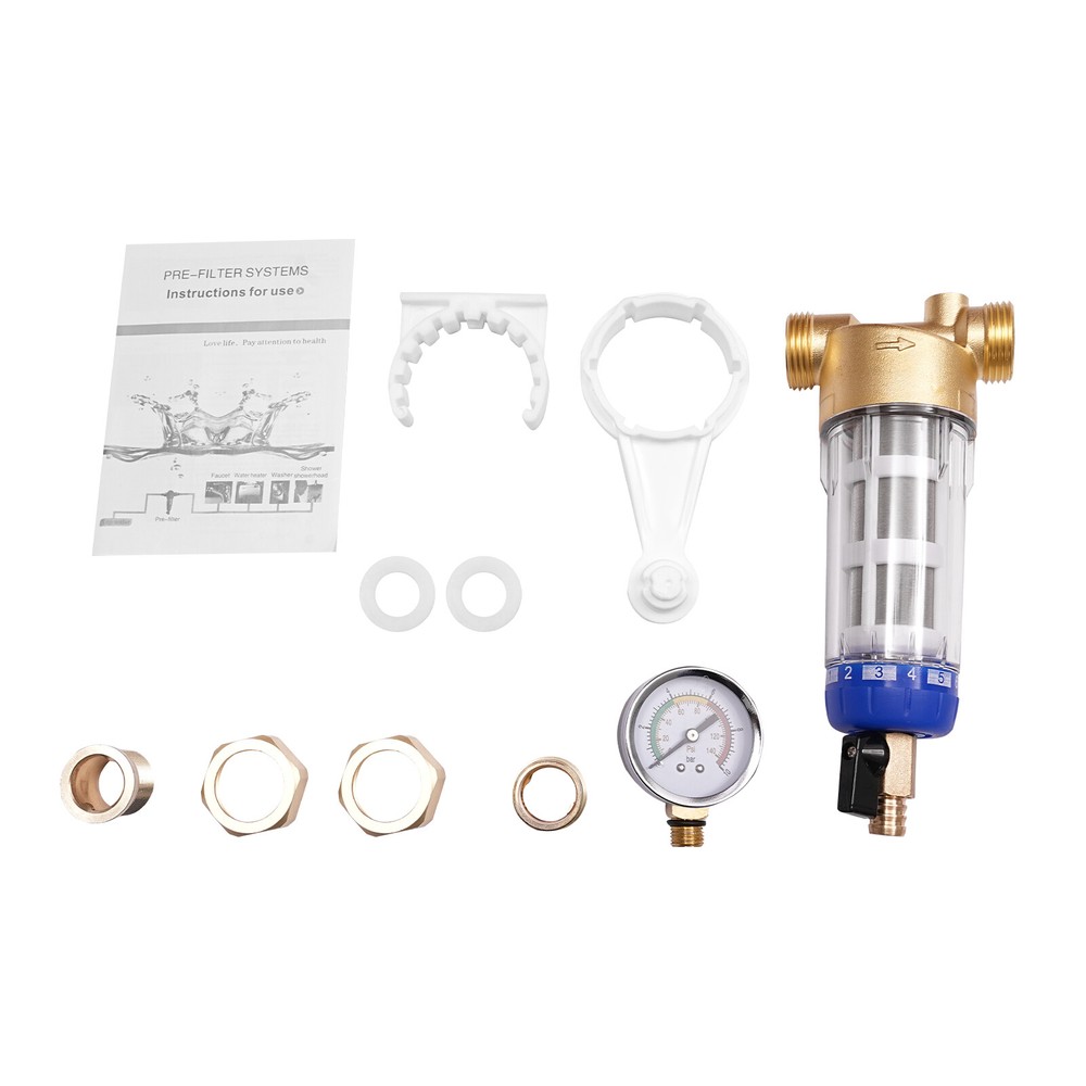1-20bar Home Water Filter, Whole House Flushable Pre-Filtration System Reusable