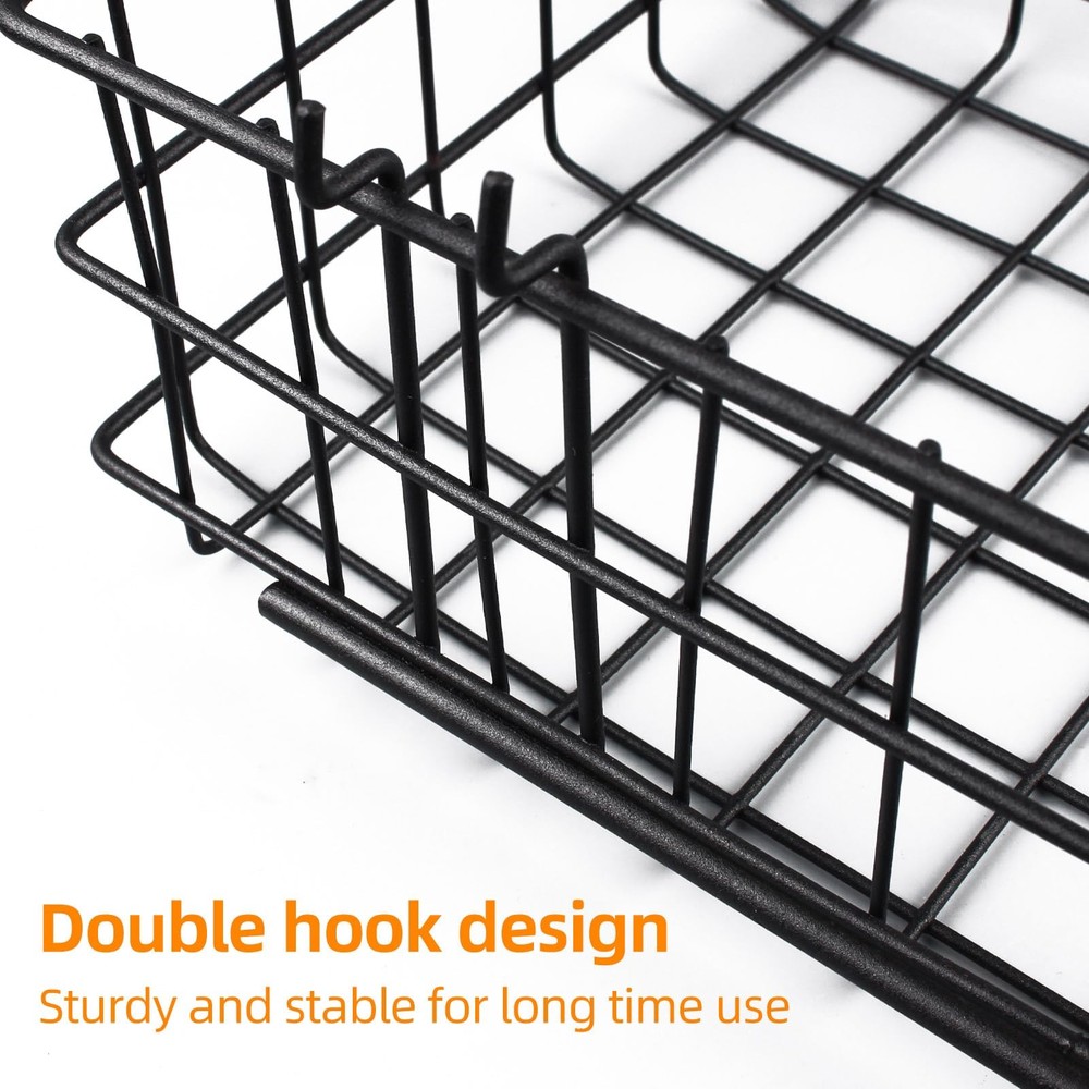 NOEAIKE 4 Pack Pegboard Baskets Hooks Set, Square Style 4 Size Peg Board Orga...