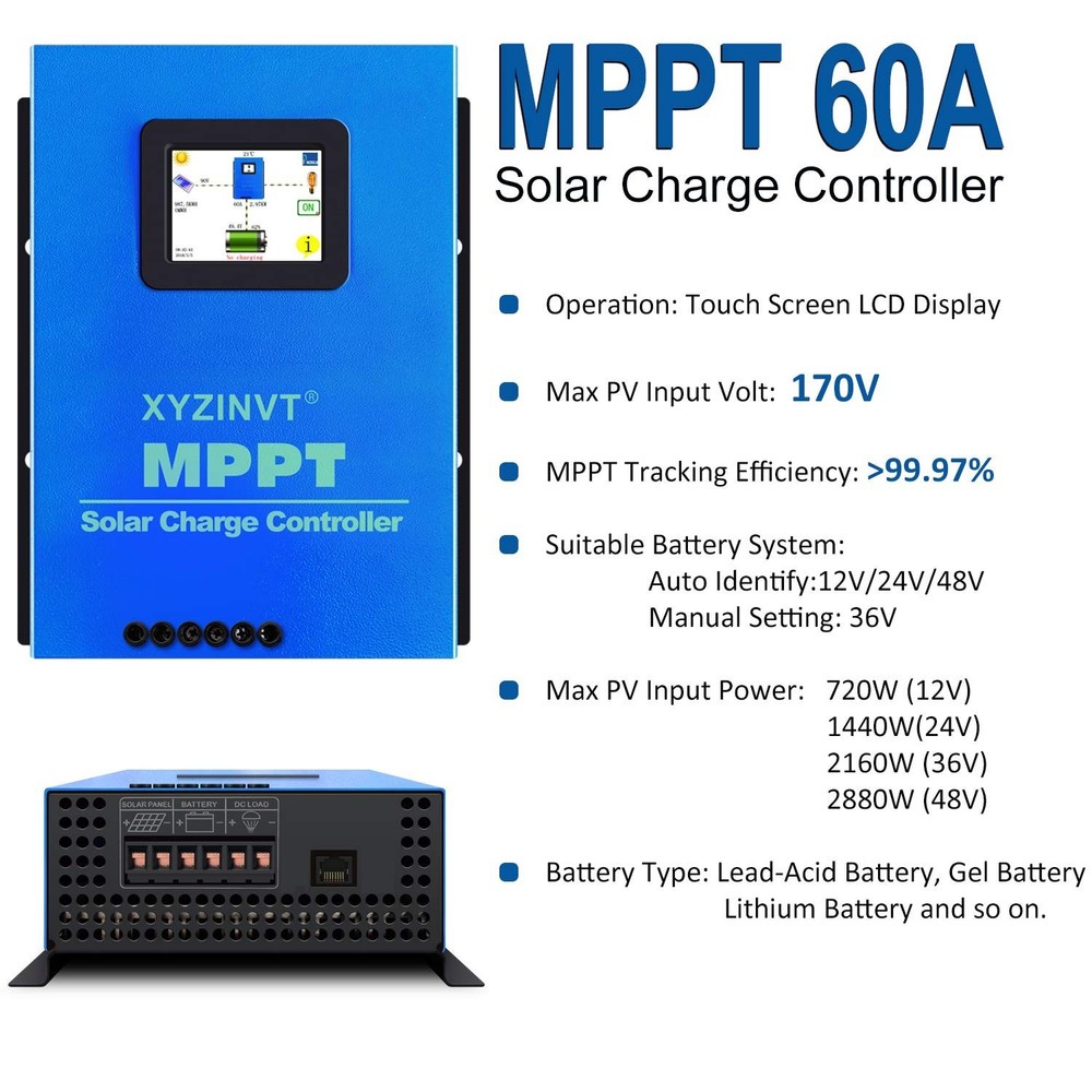 MPPT Solar Charge Controller 60A 170V Input Volt PV Solar Panel Controller