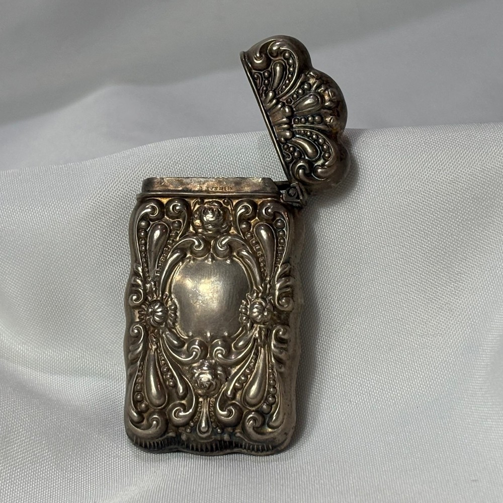 Antique Sterling Silver Match Safe 16 Gram Vesta Striker Bottom