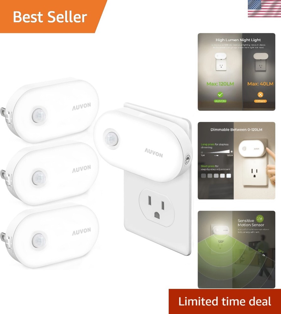 Adjustable Brightness Plug-In Night Lights 4-Pack for Versatile Indoor Use