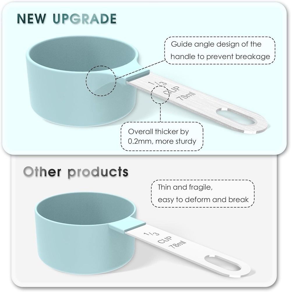 Stackable Measuring Cups and Spoons Set, Nesting Kitchen Baking Tools Black