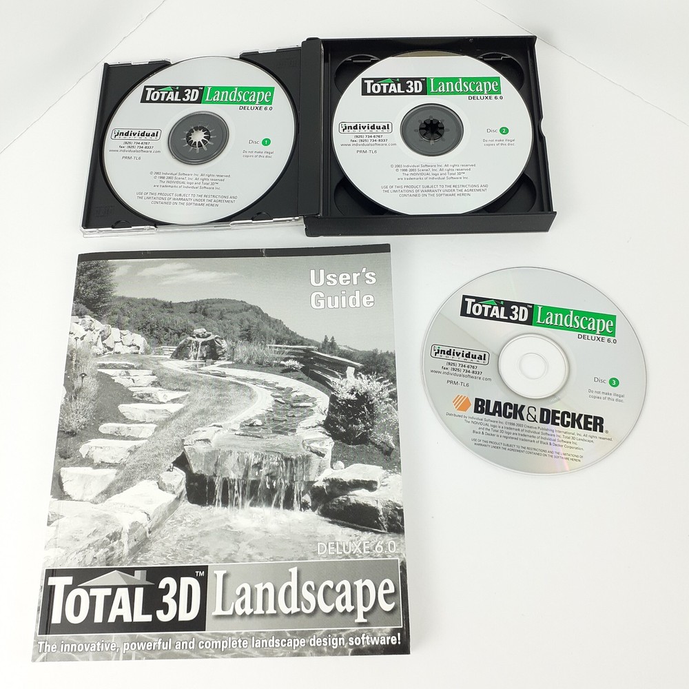 Total 3D Landscape Deluxe 6.0 software PC CD 3-Disc Set Guide 2003 Win XP/98