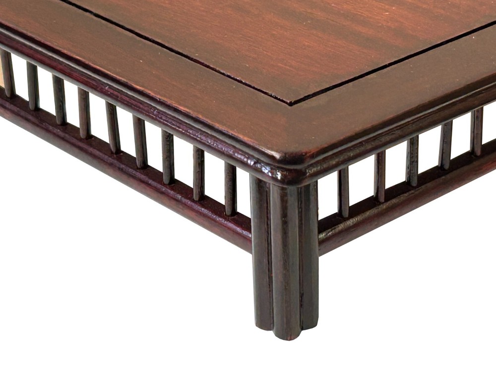 7" Brown Rectangular Simple Bar Pattern Wood Display Stand Riser st1014B