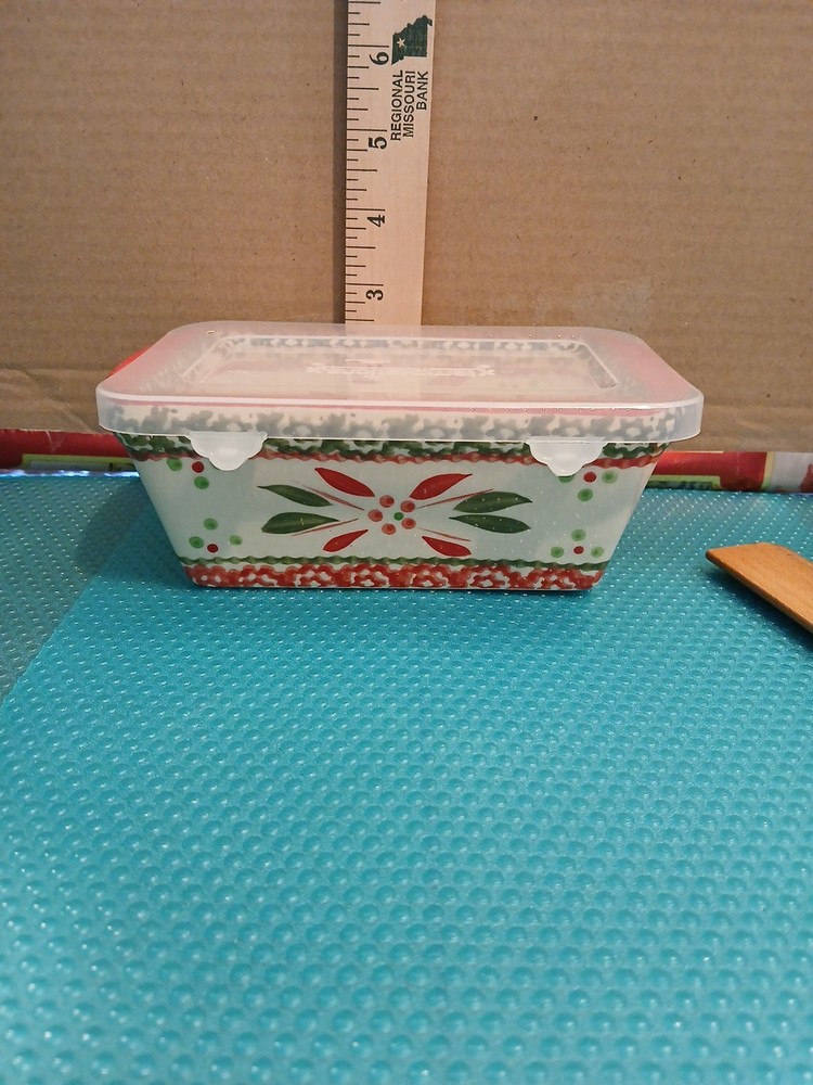 Temptations Holiday Rectangular Ceramic Loaf Pan with Lid