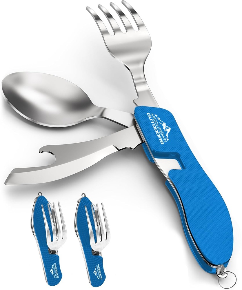 2Pcs Camping Flatware Foldable Utensils Detachable Portable and Versatile Sta...