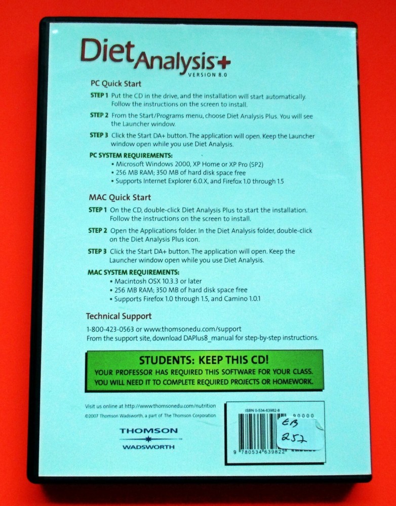 Diet Analysis Plus 8.0 *** FREE Shipping ***