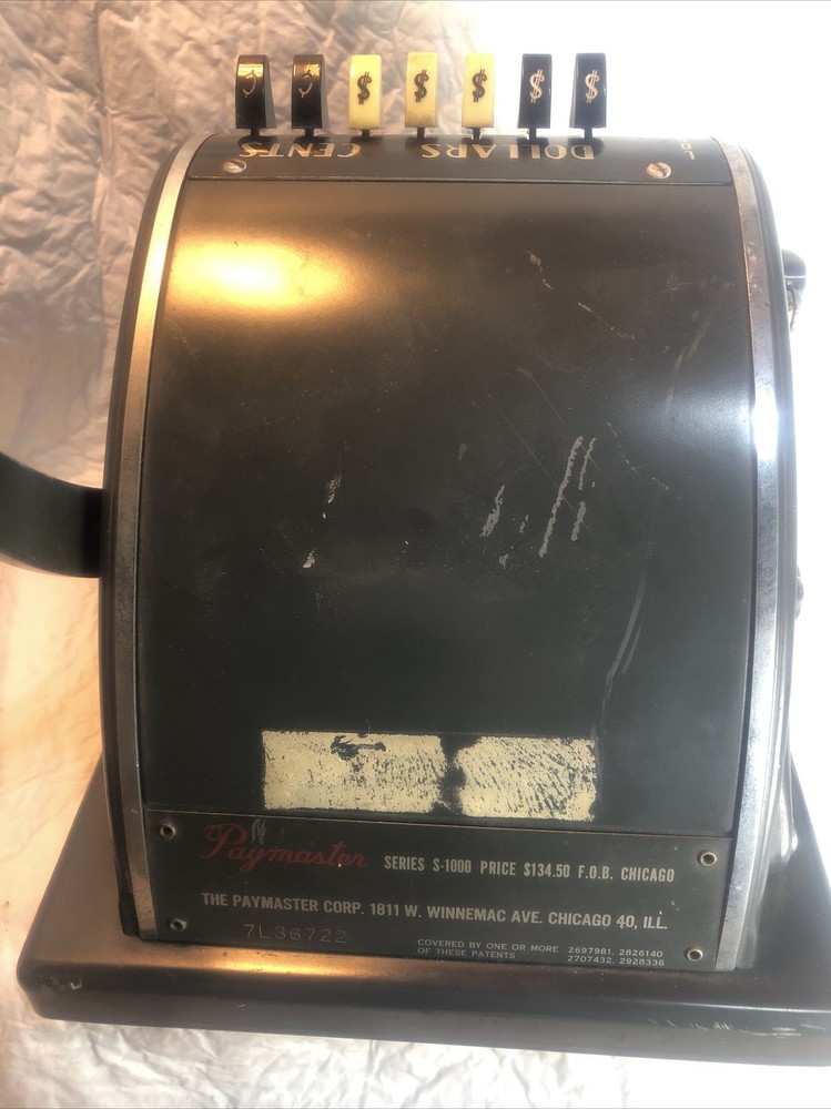 Vintage The Paymaster System Check Writer No Key