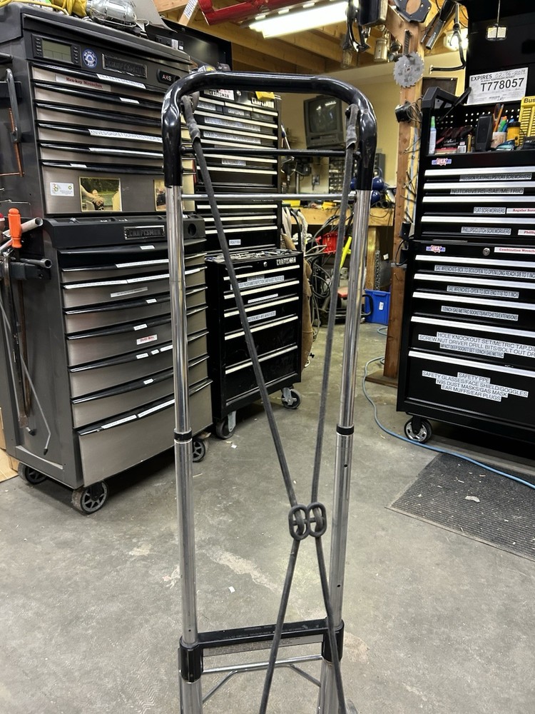 Clipper Folding Hand Truck/Tool Dolly. With Built In Bungee Straps, Solid Wheels