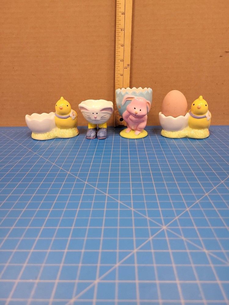 Easter Egg Holders Set 4 Bunny Chick Spring Holiday Decor Table Accent
