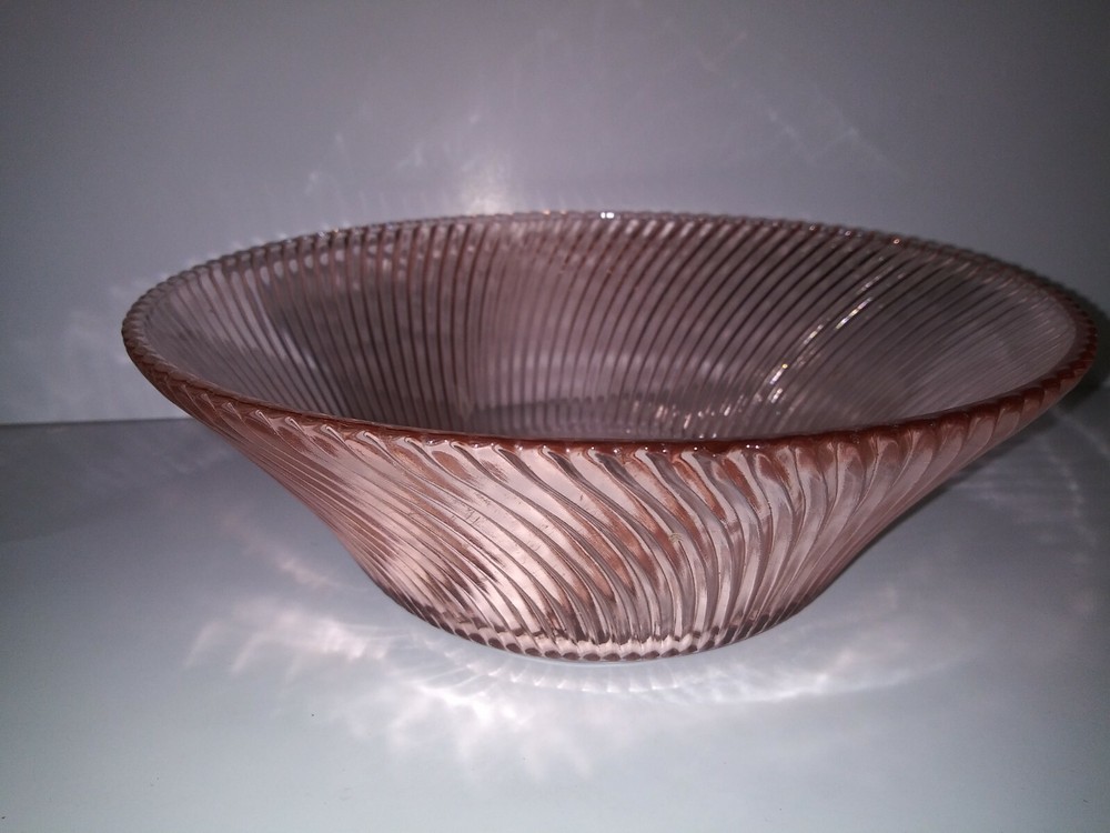 Pink Ribbed Swirled Bowl