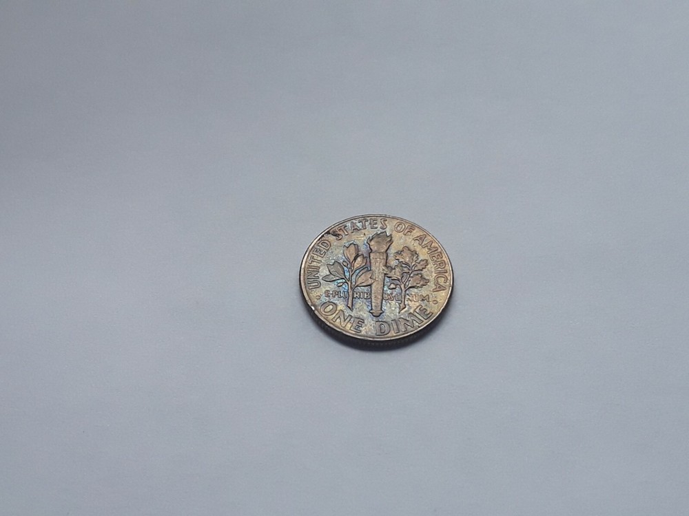 1966 P & 2000 P ROSSAVELT DIME TONING ON BOTH SIDES
