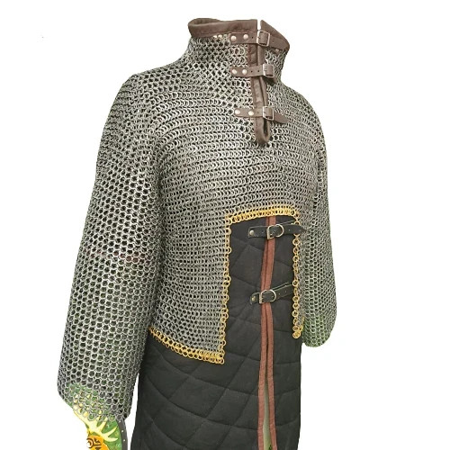 ChainMail Half Shirt , Flat Riveted with Flat Solid rings and Brass ring on edge