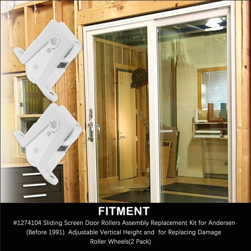 2 Pack Sliding Screen Door Rollers Andersen 1274104 Replacement Wheels for Patio