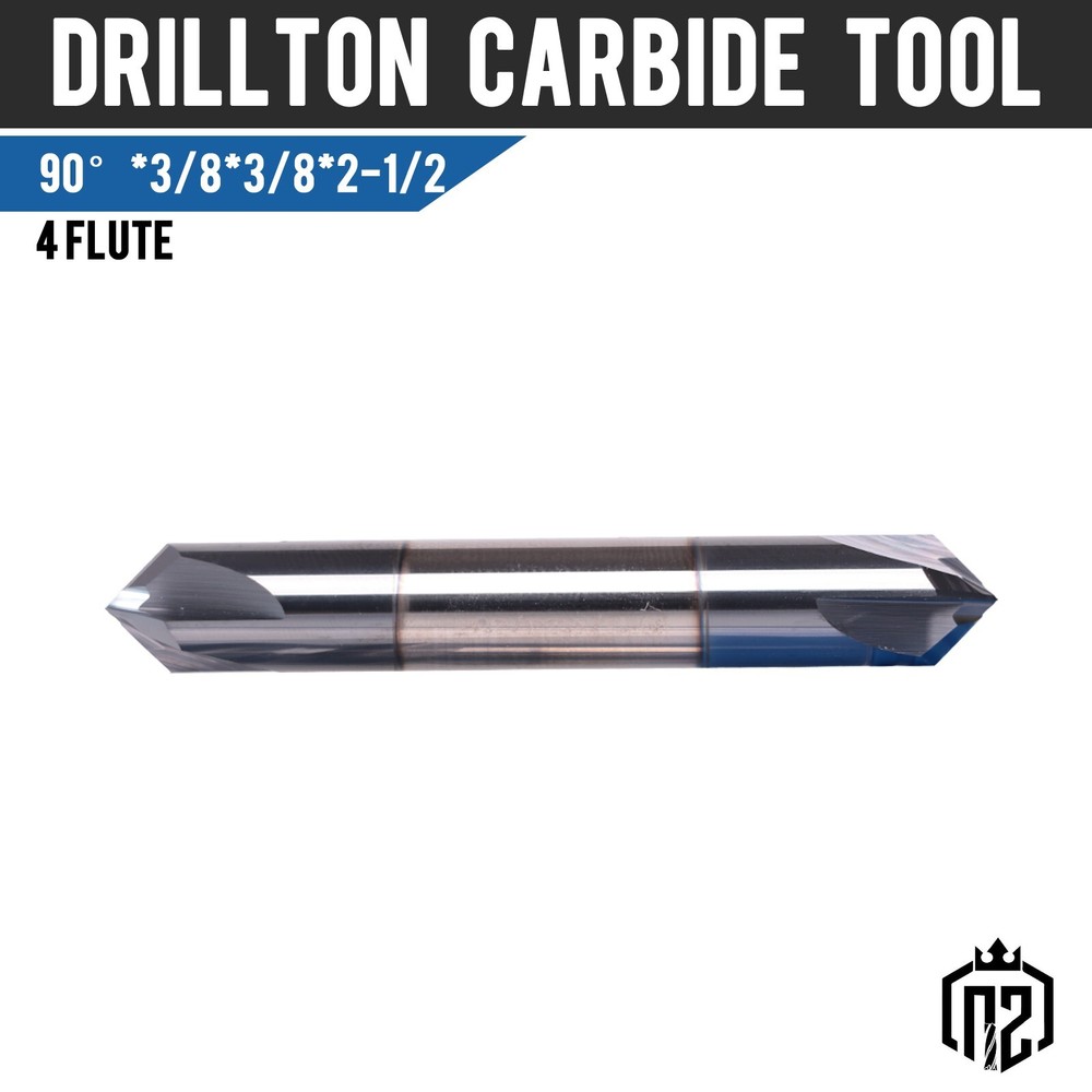 4 Flute 90 Degree 3/8" Solid Carbide Chamfer Mill - Double End - AlTiN Coated