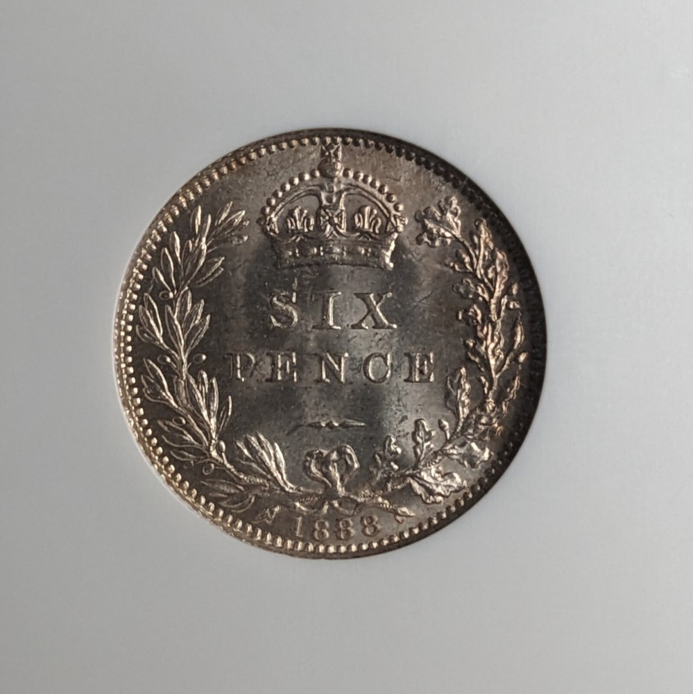 1888 Great Britain 6 Pence MS 65