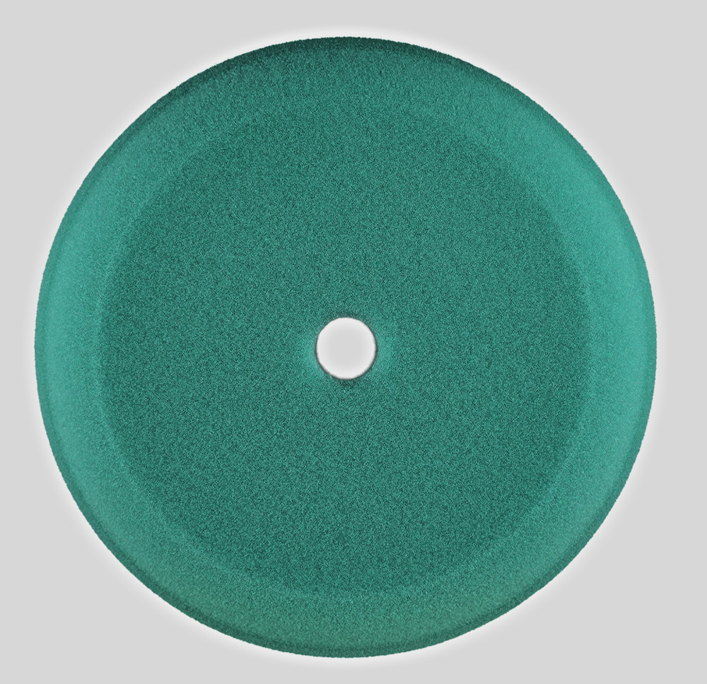 Buff & Shine 9" Hook & Loop Medium Cut Green Soft Contour Edge Foam Buffing Pad