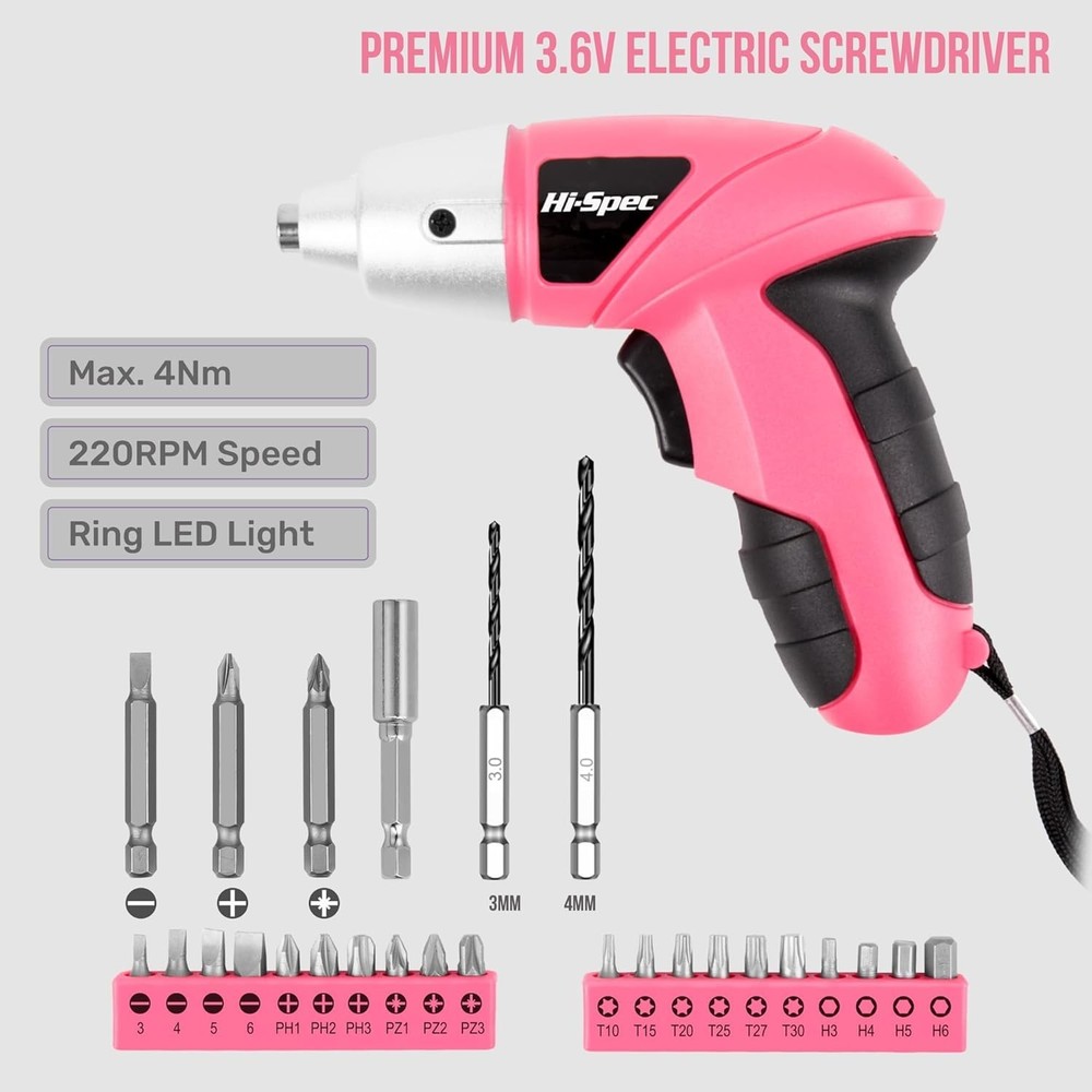 Lightweight 3.6V Electric Screwdriver with 26 Bits - Ideal for Small Projects