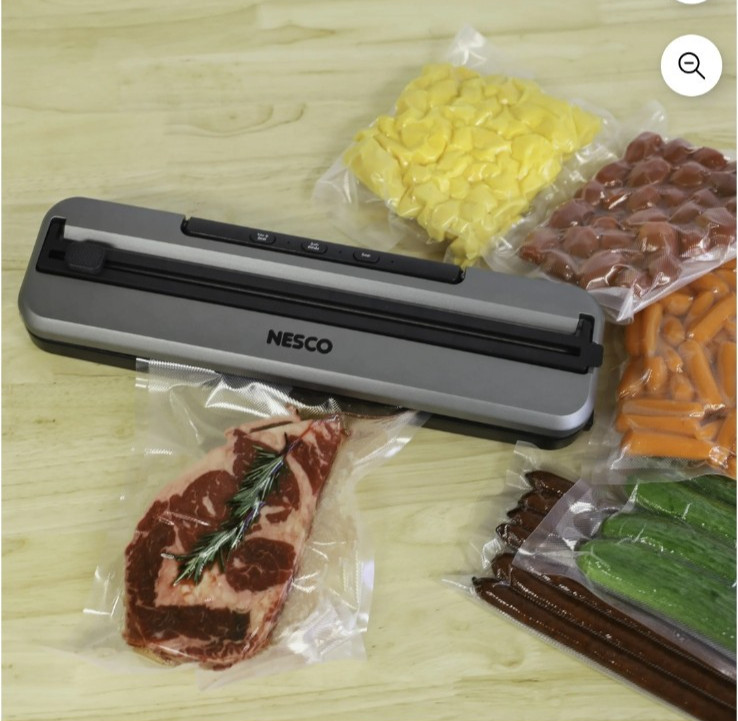 Nesco Space-Saving Vacuum Sealer Machine, Automatic One-Touch Food Sealer...