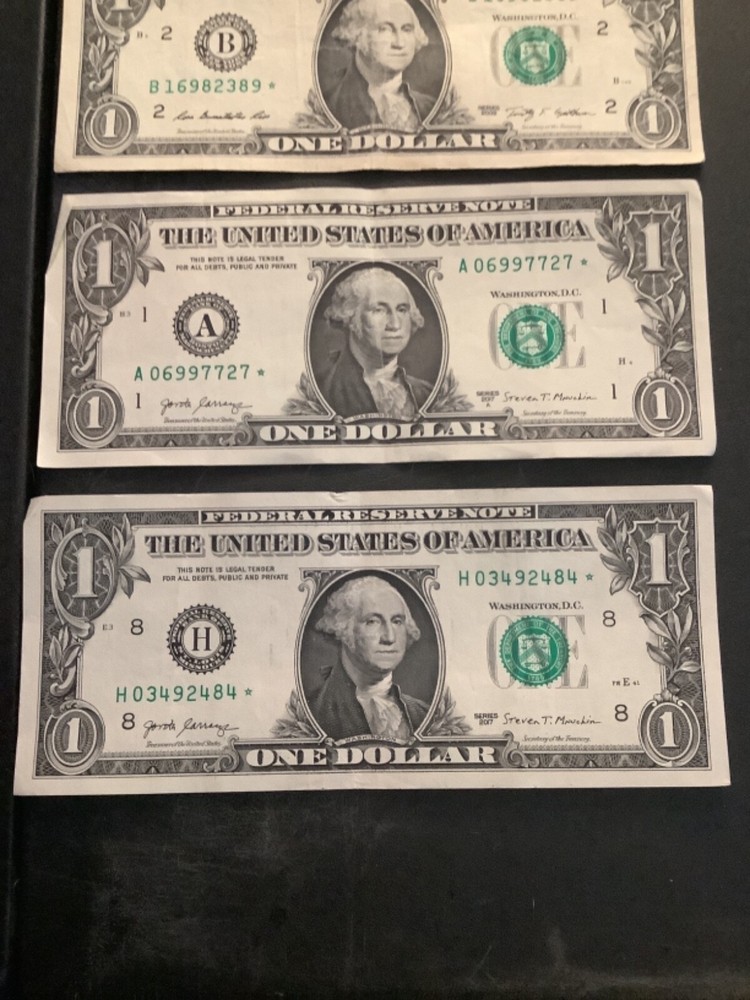 (5) One Dollar Bill Star Notes S/N’s In Description *045