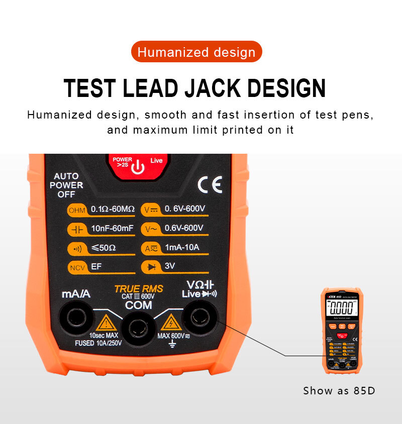 Digital Multimeter Voltmeter Ammeter Ohmmeter Volt AC DC Tester Leads Meter