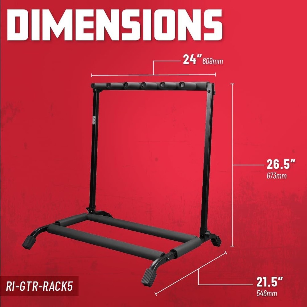 Rok-It Guitar Rack - Foldable Design, 5 Guitar Capacity