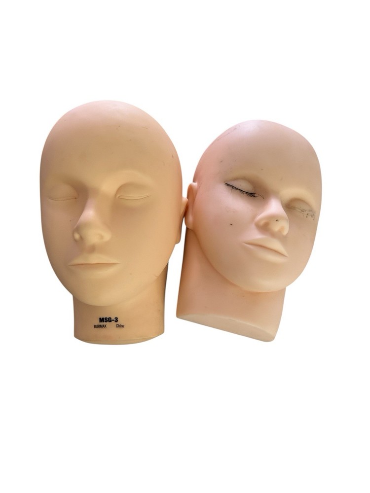 2 Manikin Faces 1 Celebrity MSG-3 Massage & Make-up Face Head One Never Used