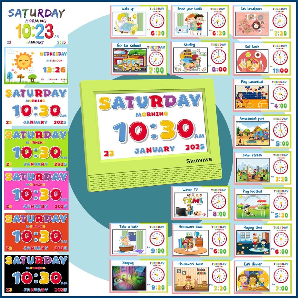 Digital Alarm Clock with 7'' HD Screen, Calendar Function,It is Perfect for K...