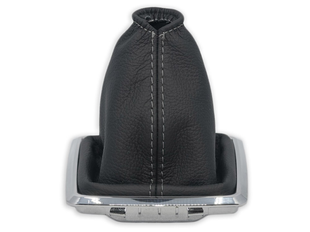FOR FORD FOCUS 2 04-07 GEAR SHIFT BOOT GAITER LEATHER s. GRAY + CHROME FRAME