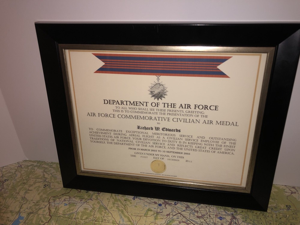 USAF COMMEMORATIVE CIVILIAN AIR MEDAL CERTIFICATE Type-1