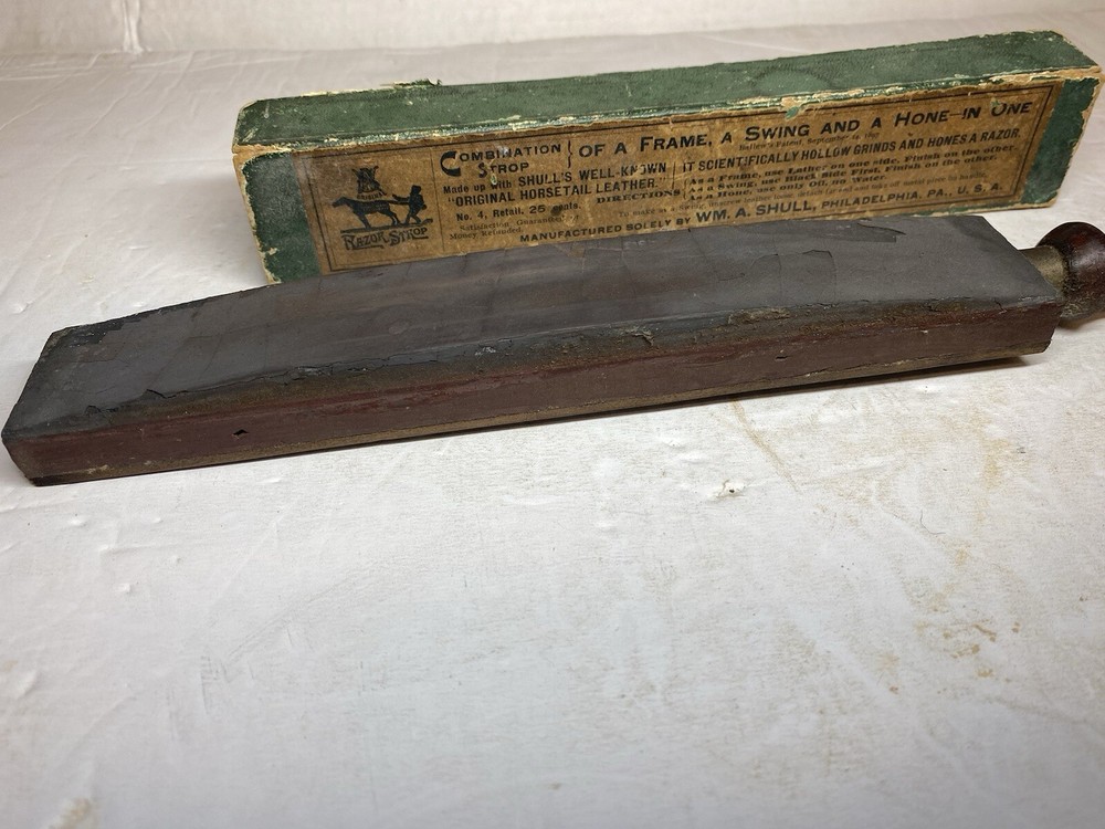 Antique Shull Combination Razor Strop With Box