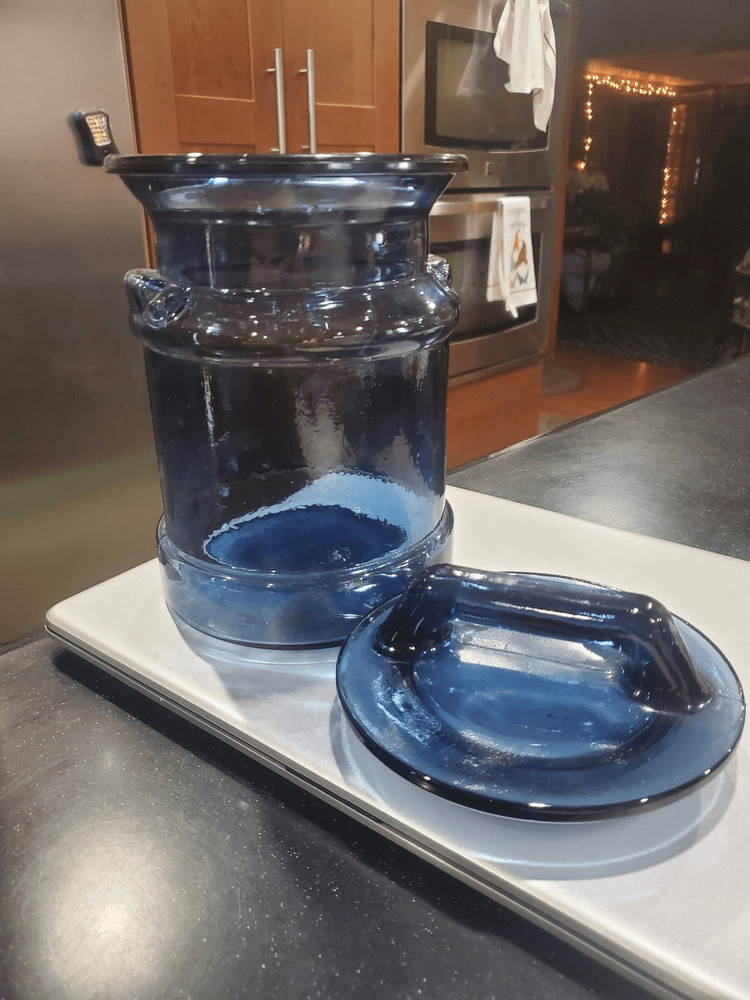 1970s Milk Crate Canister Blue