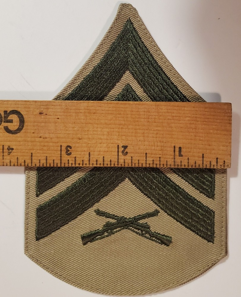 USMC Marines Chevron Sergeant USMC Patch Green Khaki Military E5 SGT