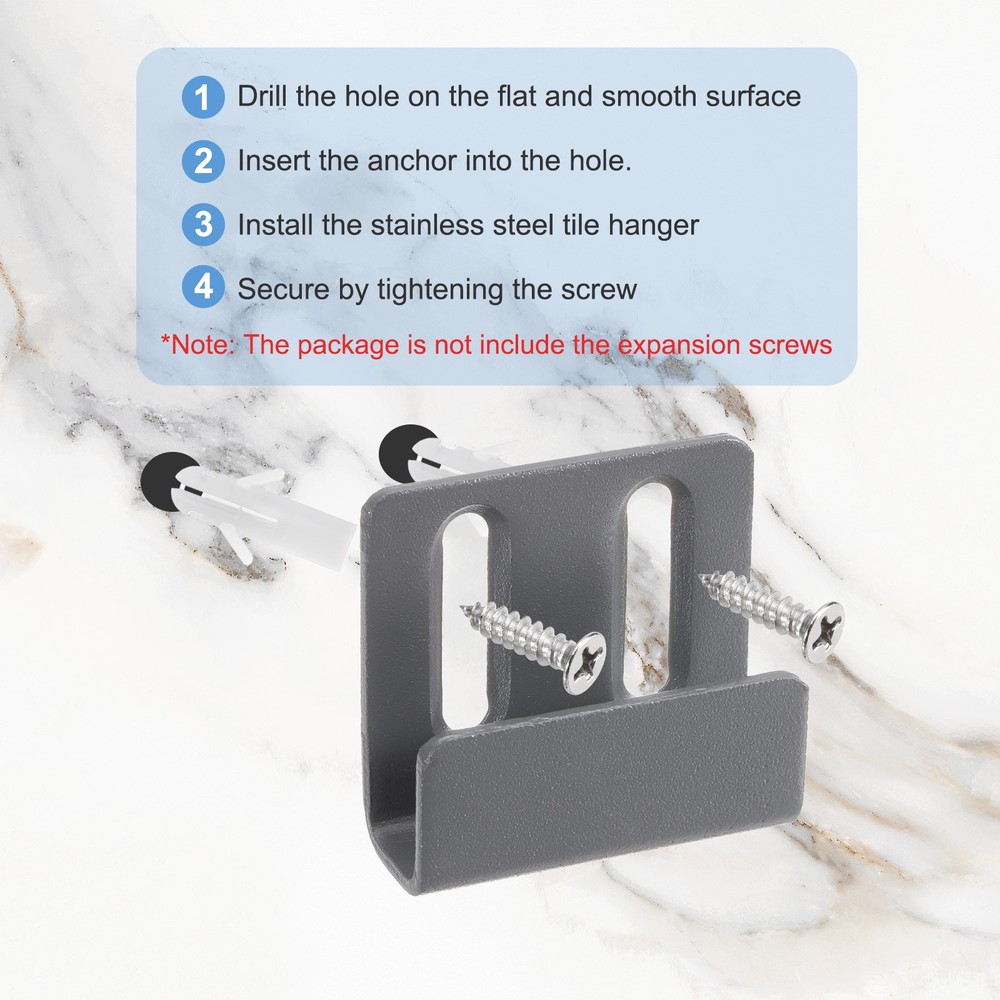10 pcs adjustable hooks tiles, grey, int.10mm (3/8")